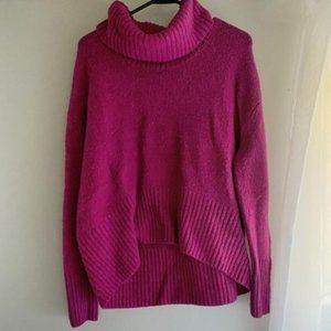 Rachel Zoe Oversized Pink Cowlneck Hi-Lo Sweater